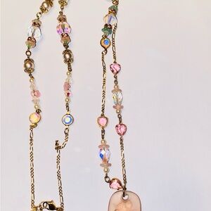 Kirks Folly vintage retired 1990’s Kissing Cherub Pendant Necklace Rhinestones